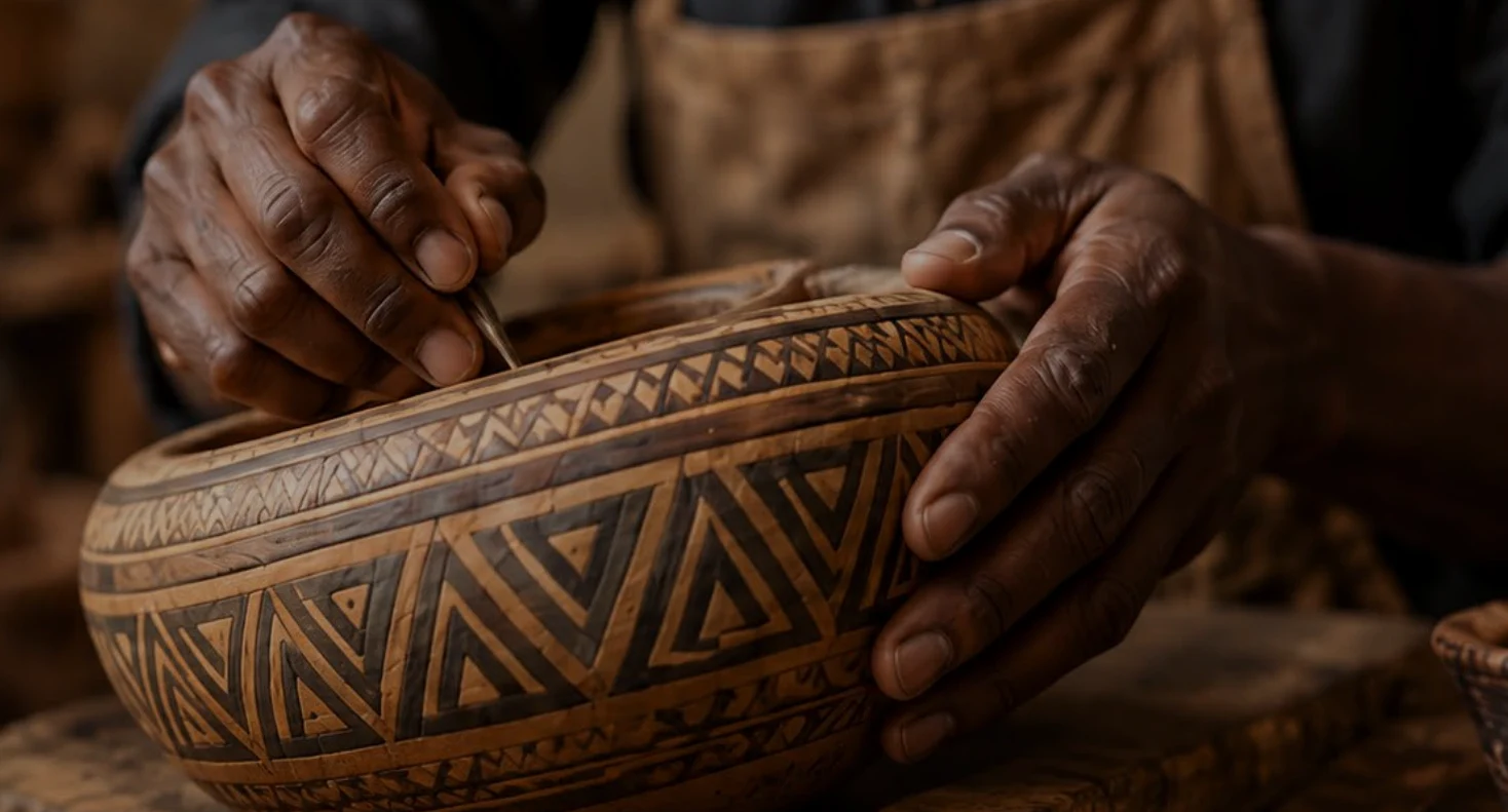 Source artisan bowl carving photograph