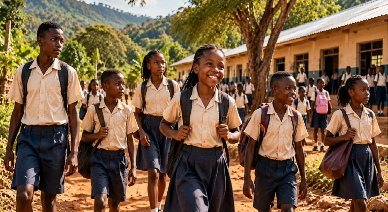 Children at school, from the Okuhle Foundation source artwork