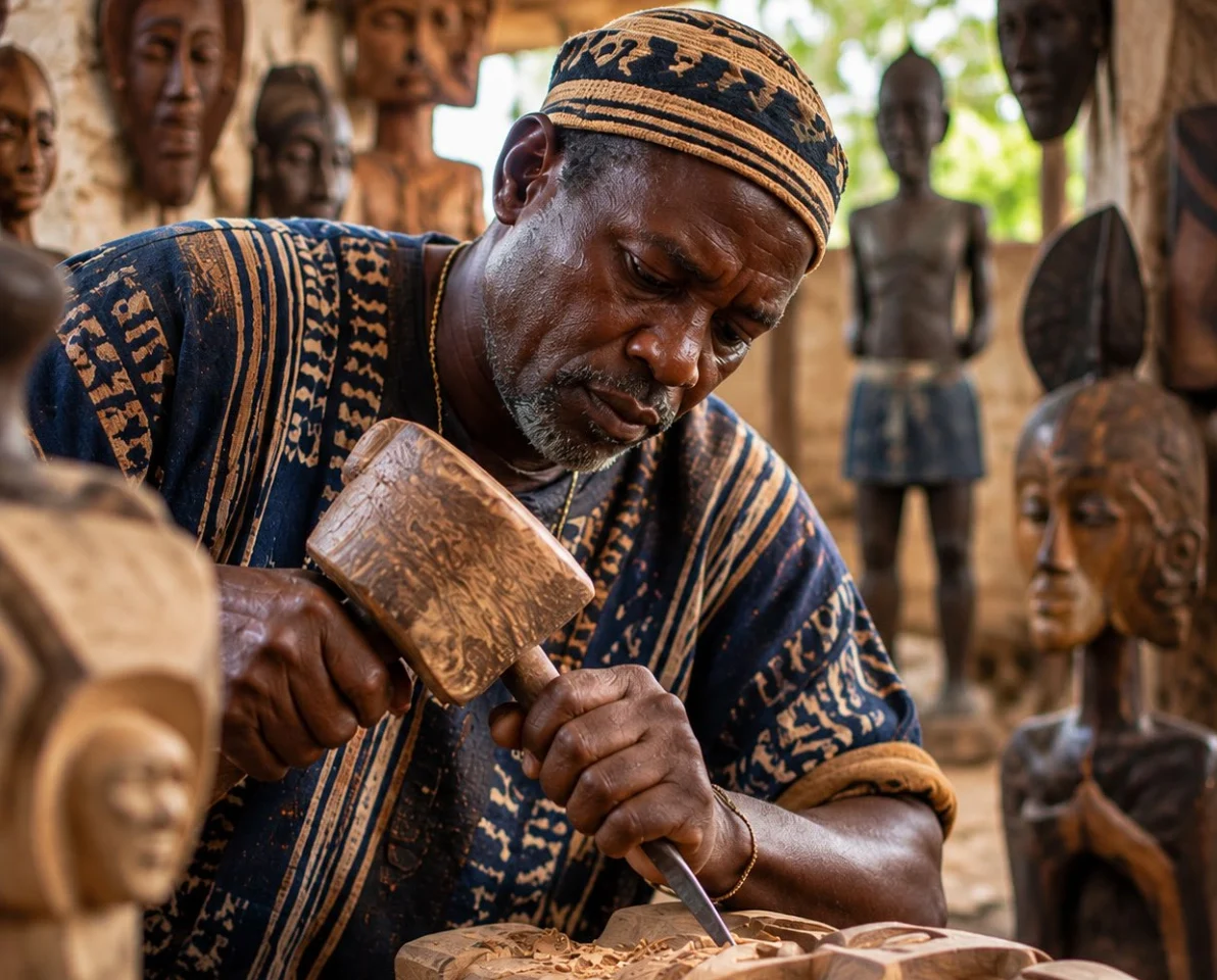 Source artwork of Koffi N'Guessan carving wood