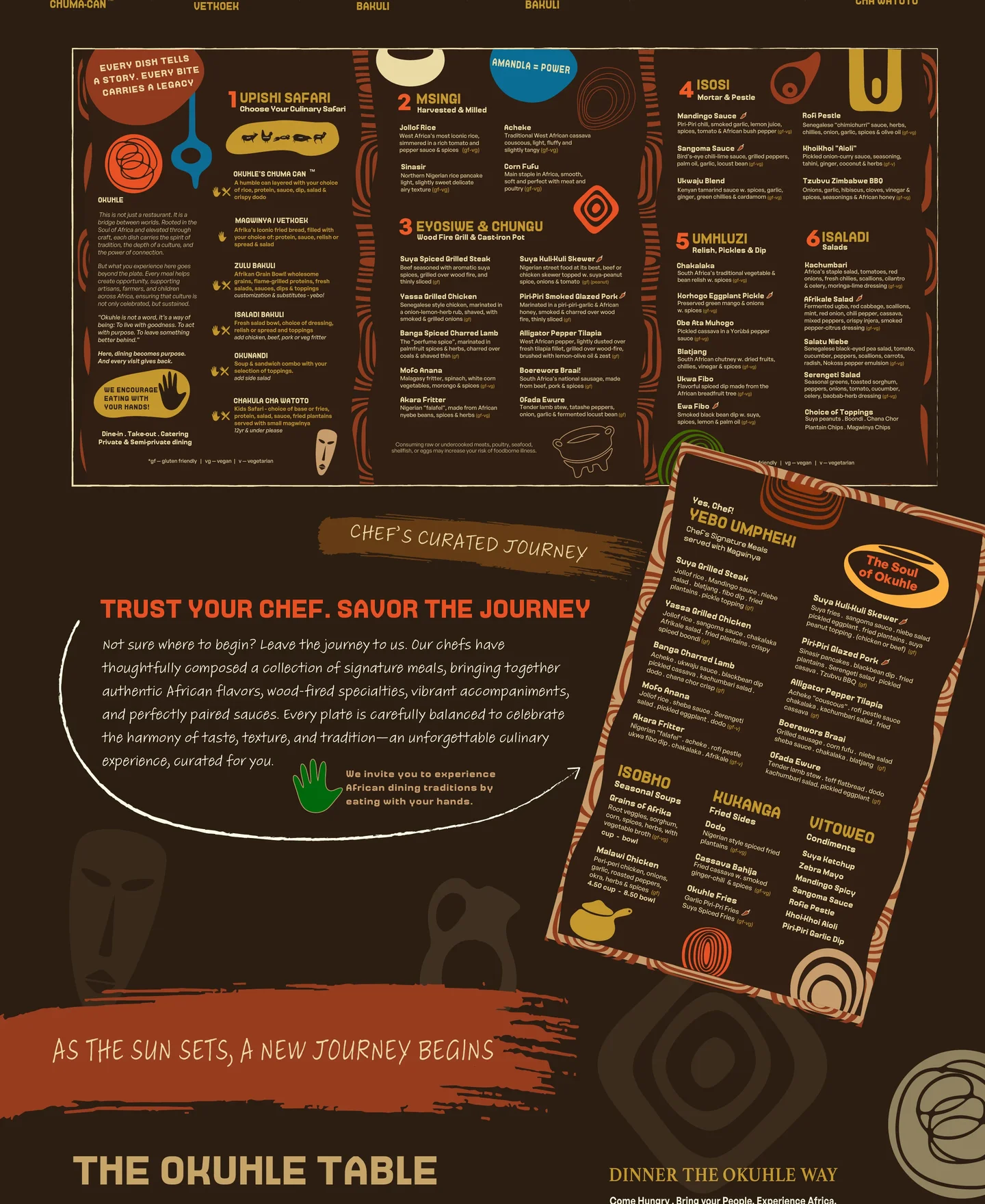 Okuhle menu, section 2